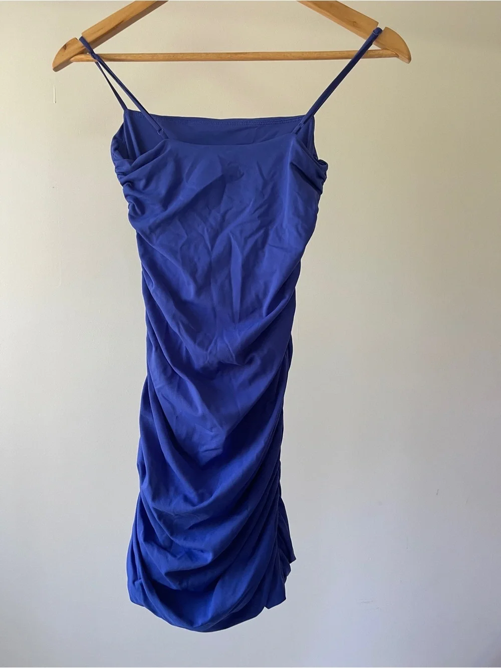 Babaton Cobalt Ruched Spaghetti-Strap Mini Dress Size S